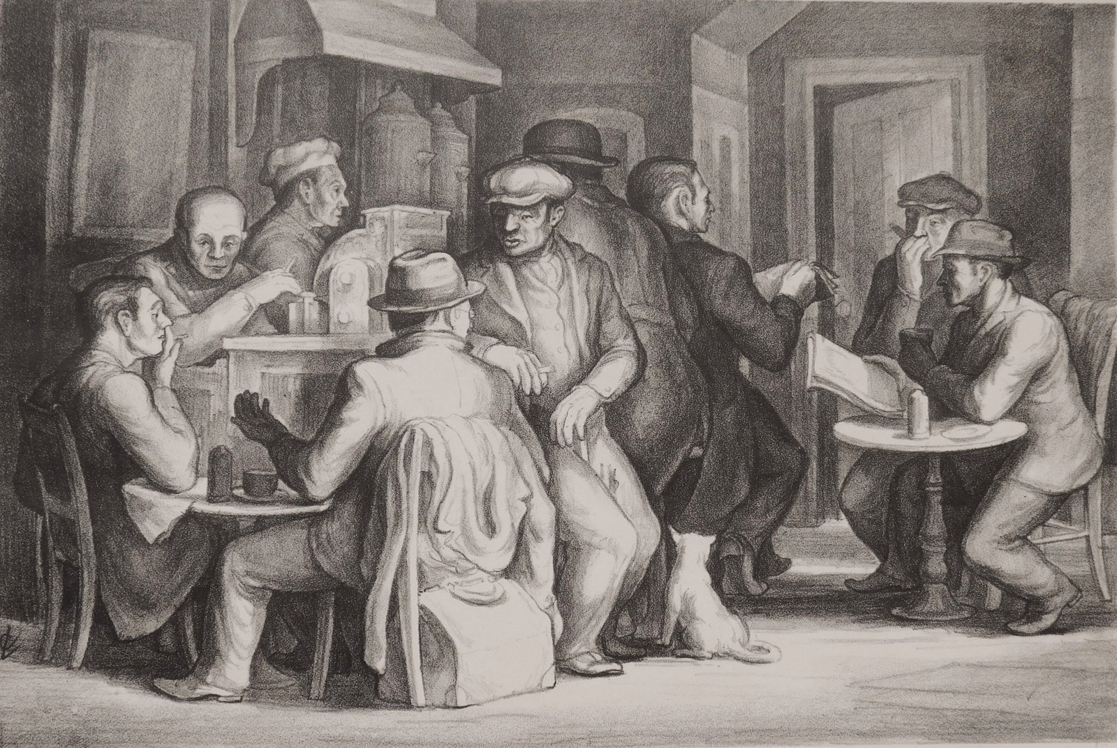 Charles Locke (American, 1900-1983) lithograph: Joe's Place lithograph, 1923-25, initialed in pencil, edition of 50-75. 8 1/2 x 12 3/4" Provenance: Private collection- New Orleans, LA *** PLEASE READ: IMPORTANT NOTE About S&H ***