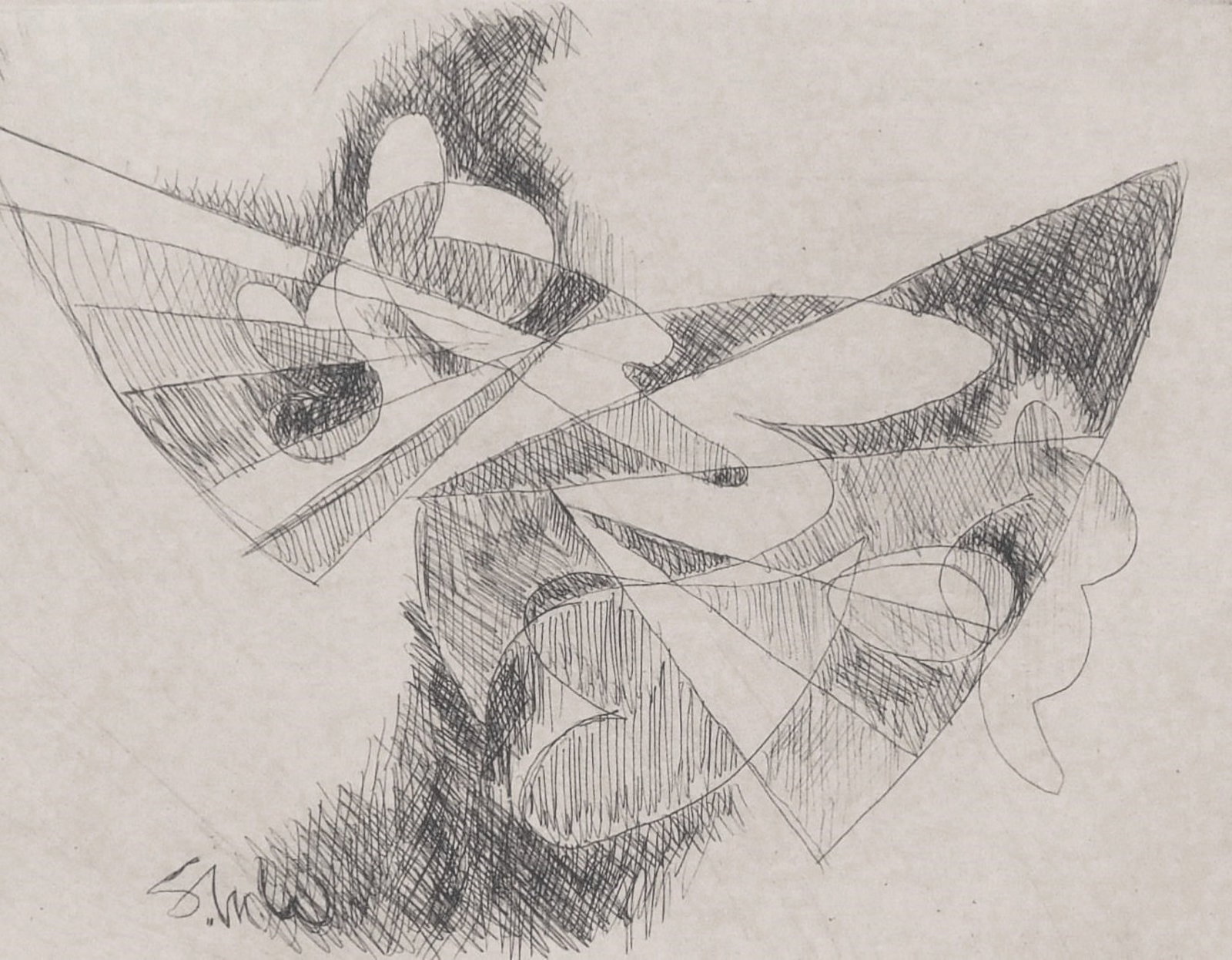 Stanton Macdonald-Wright (American, 1890-1973) etching: Untitiled etching, 1962, signed, dated and numbered 11/60 in pencil. 4 1/2 x 5 3/4" Provenance: Private collection- Cleveland, OH *** PLEASE READ: IMPORTANT NOTE About S&H *** S&H of thi