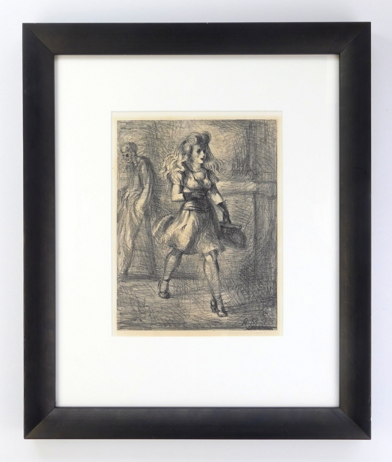 Reginald Marsh (American, 1898-1954) lithograph: Girl Walking lithograph, 1945, signed in pencil, AAA edition of about 250, matted and framed. 10 1/2 x 8" Literature: Sasowsky 29 Provenance: Private collection- Palm Beach Gardens, FL **