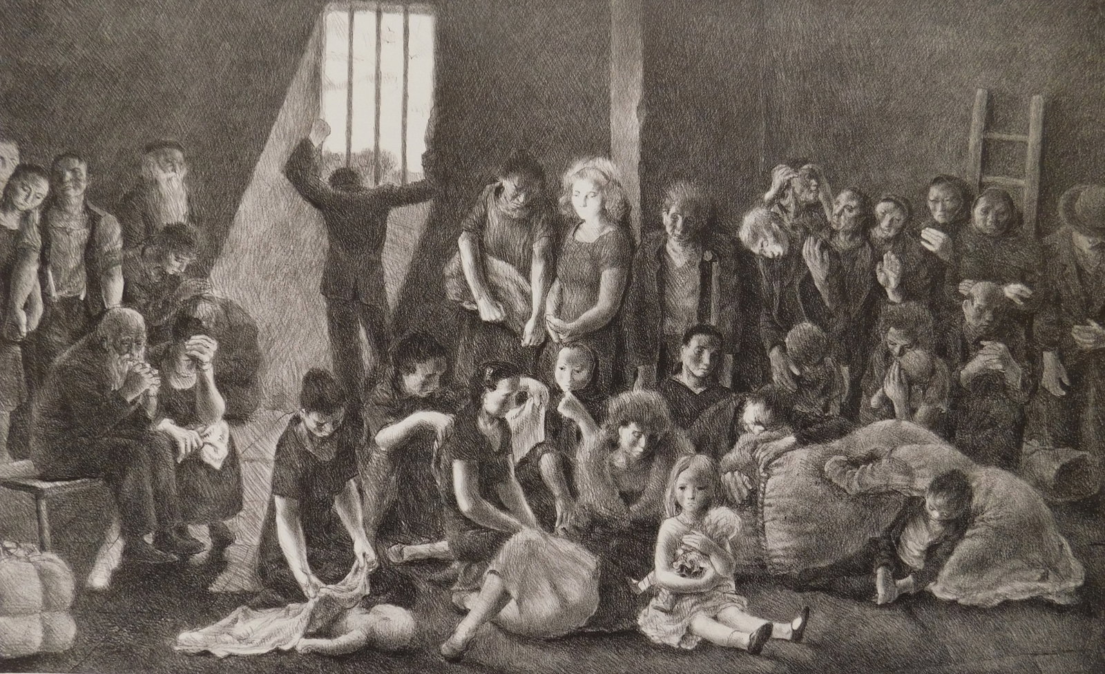 John Mc Clellan (American, 1908-1986) lithograph: Imprisoned People lithograph, 1939, signed in pencil. 10 3/4 x 17 1/2'' Provenance: Private collection- New York, NY *** PLEASE READ: IMPORTANT NOTE About S&H *** S&H of this au