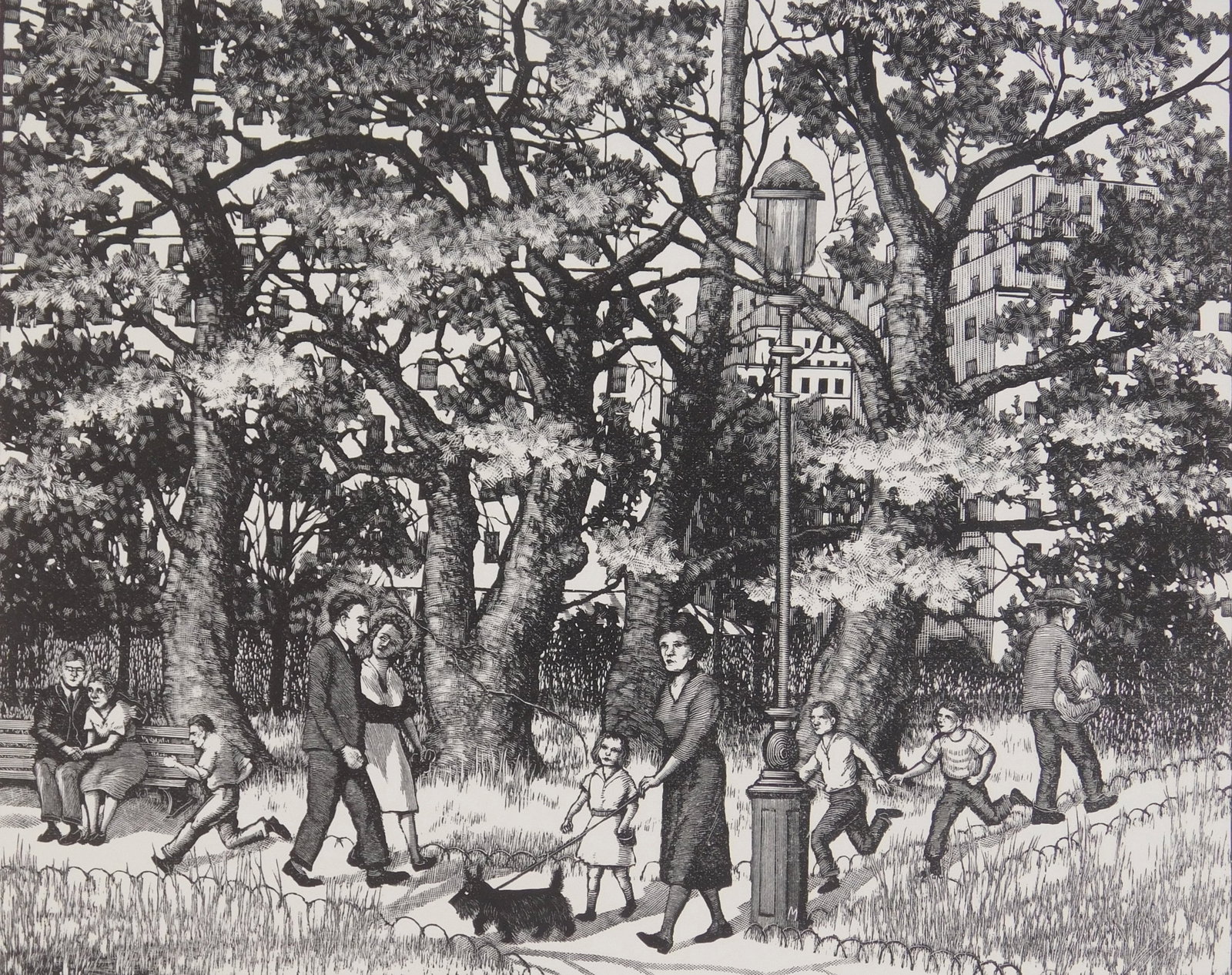Leo Meissner (American, 1895-1977) wood engraving: Central Park wood engraving, signed and titled in pencil. 8 x 10" Provenance: Private collection- New York, NY *** PLEASE READ: IMPORTANT NOTE About S&H *** S&H of this auction will be hand
