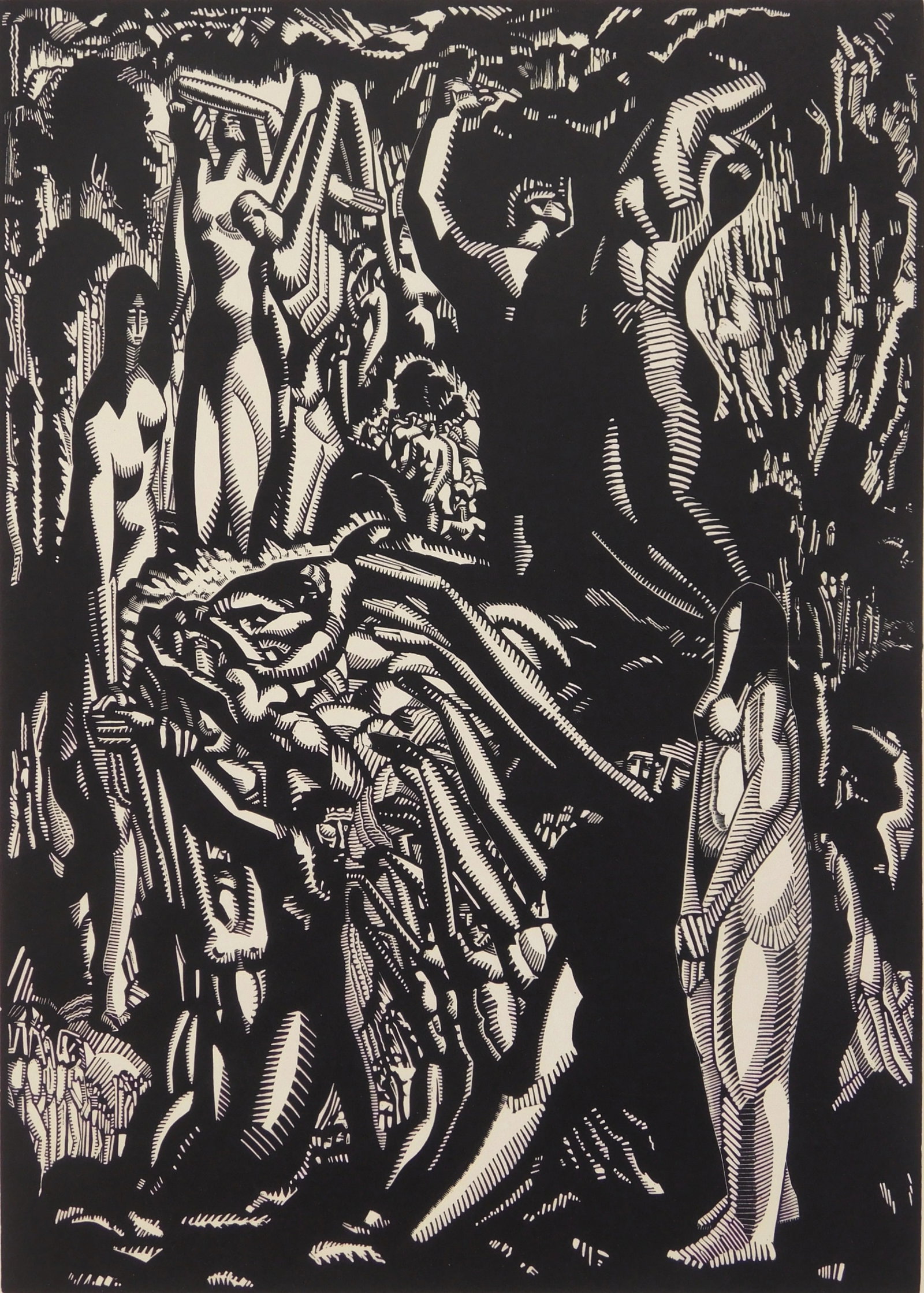 John J. A. Murphy (American, 1888-1967) woodcut: Spiritual Unrest woodcut, signed and numbered 5/25 in pencil 15 3/4 x 11 1/4'' Provenance: Private collection- Detroit, MI *** PLEASE READ: IMPORTANT NOTE About S&H *** S&H of t