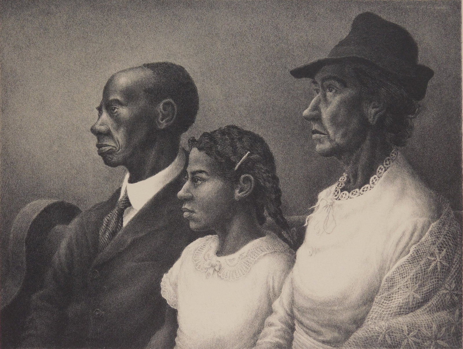 Jackson Lee Nesbitt (American, 1913-2008) lithograph: The Mathew W. Johnston Family lithograph, 1990, signed, dated, titled and numbered 2/250 in pencil. 9 3/8 x 12 3/8'' Literature: Retif & Salzer 39 Pro