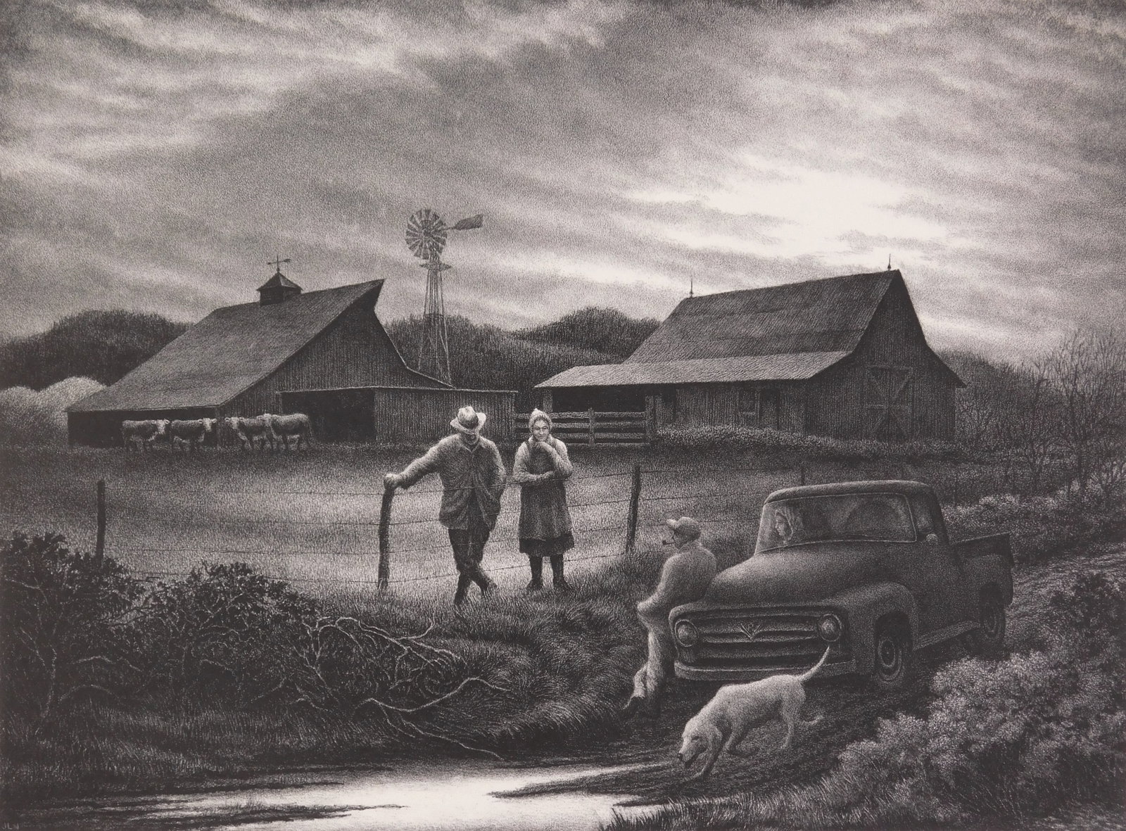 Jackson Lee Nesbitt (American, 1913-2008) lithograph: December Afternoon lithograph, 1991, signed, dated, titled and annotated TRIAL PROOF in pencil. 12 5/16 x 16 7/16'' Literature: Retif & Salzer 41 Provenance: Private collec
