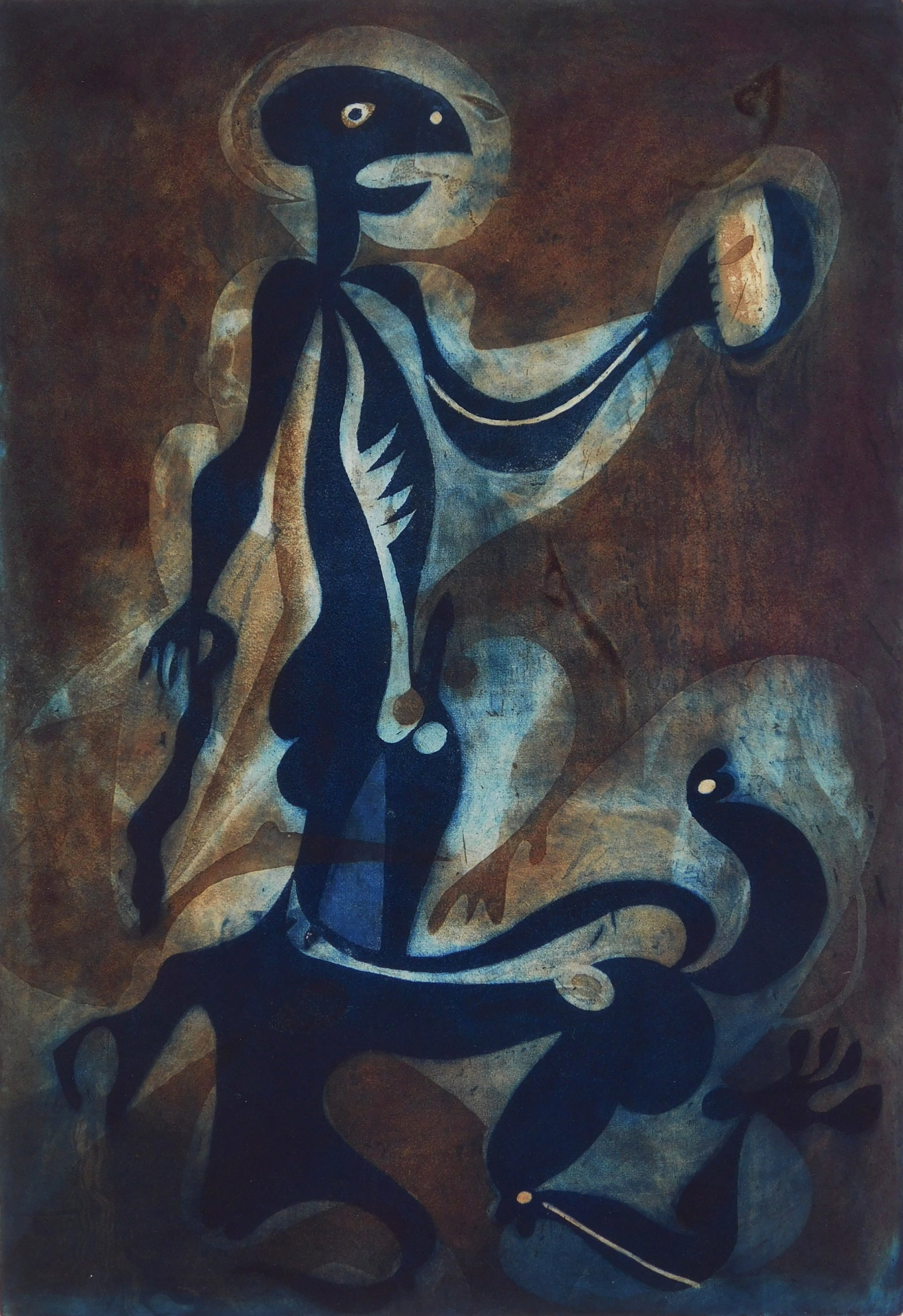 Andre Racz (American, 1916-1994) etching: Perseus Beheading Medusa VII etching and aquatint in color, 1945, signed, dated, titled and annotated A in pencil. 21 1/2 x 15" Provenance: Private collection- New Orleans, LA ***