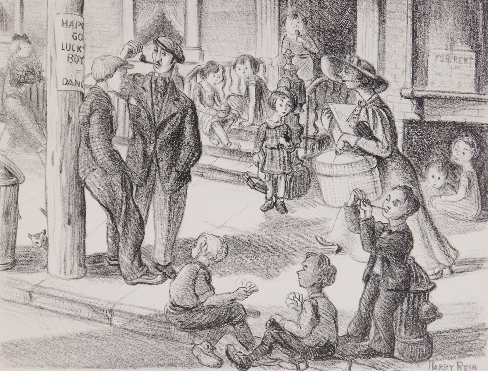 Harry Reins (American, 1908-1969) lithograph: Idols lithograph, ca, 1936-42, signed and titled in pencil, stamped Federal Art Project/ NYC WPA lower left. 9 x 11 7/8" Provenance: Private collection- New York, NY *** PLEA