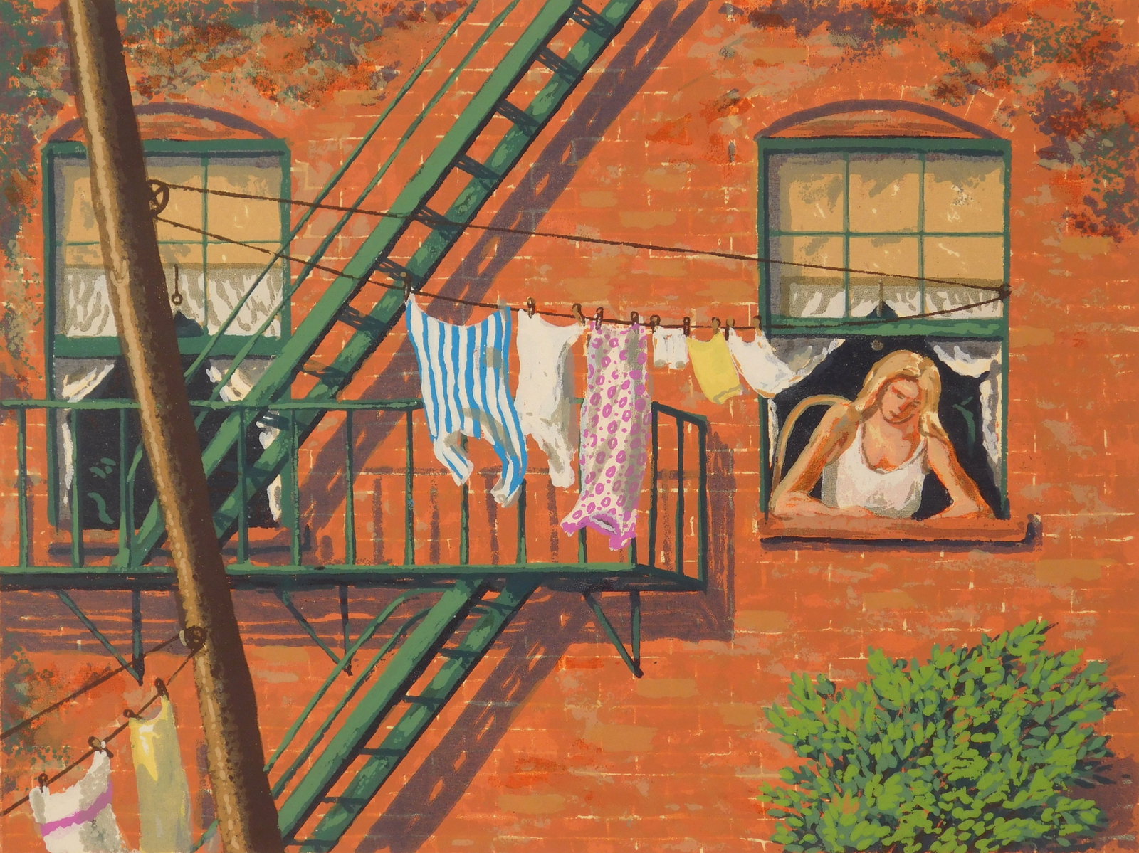 Harry Shokler (American, 1896-1978) silkscreen: July in Brooklyn silkscreen, 1948, signed in pencil. 9 x 12" Provenance: Private collection- New Orleans, LA *** PLEASE READ: IMPORTANT NOTE About S&H *** S&H of this auction will be han