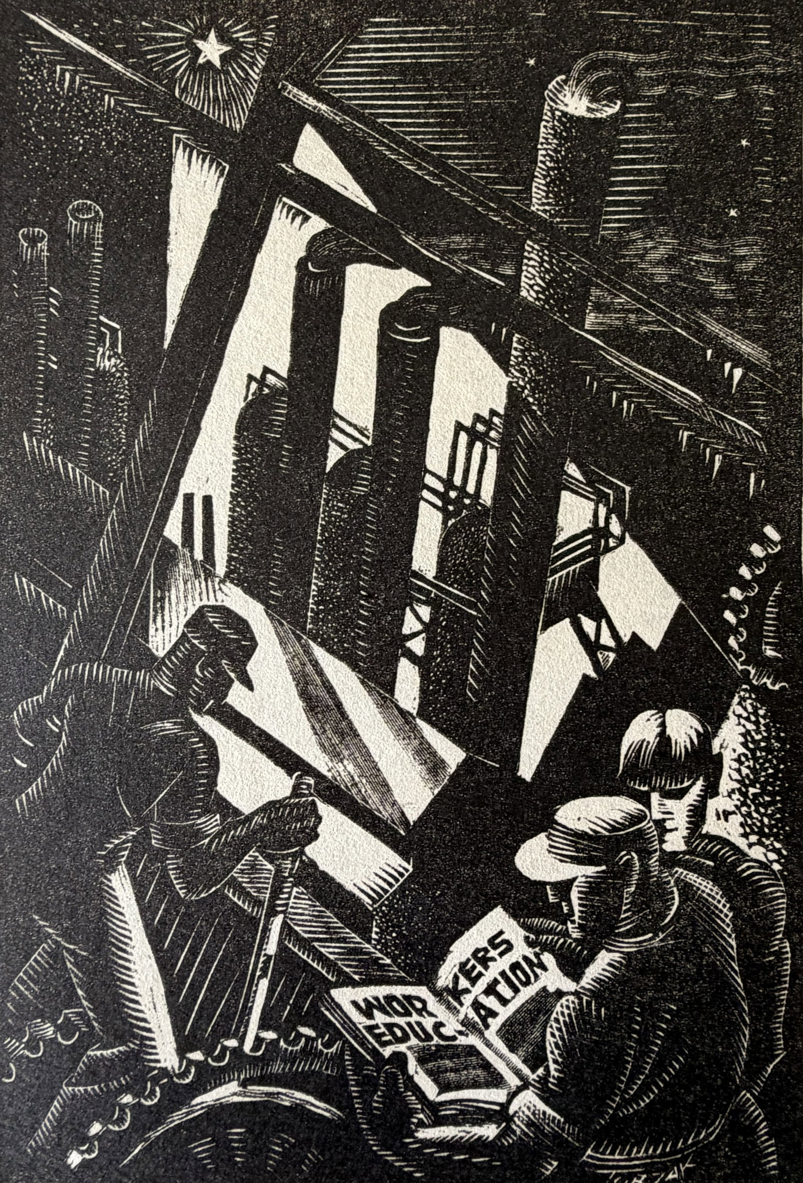 Charles Turzak (American, 1899-1985) woodcut: The Workers woodcut, 1946, signed and titled in pencil, edition of 80. 6 1/2 x 4 1/4'' Provenance: Private collection- New Orleans, LA *** PLEASE READ: IMPORTANT NOTE About S&H *** S&