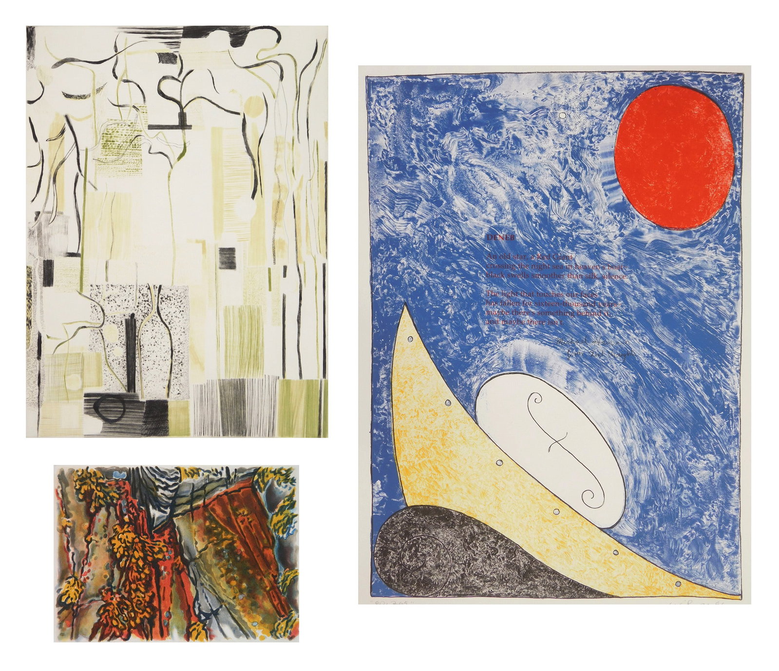 3 American prints- Print Club of Cleveland publications: 1). Catherine Kernan (American, 1948- )- Sea Cleft #1- softground etching and aquatint, 1998, signed, dated and titled in pencil, edition of 250, The Print Club of Cleveland publi