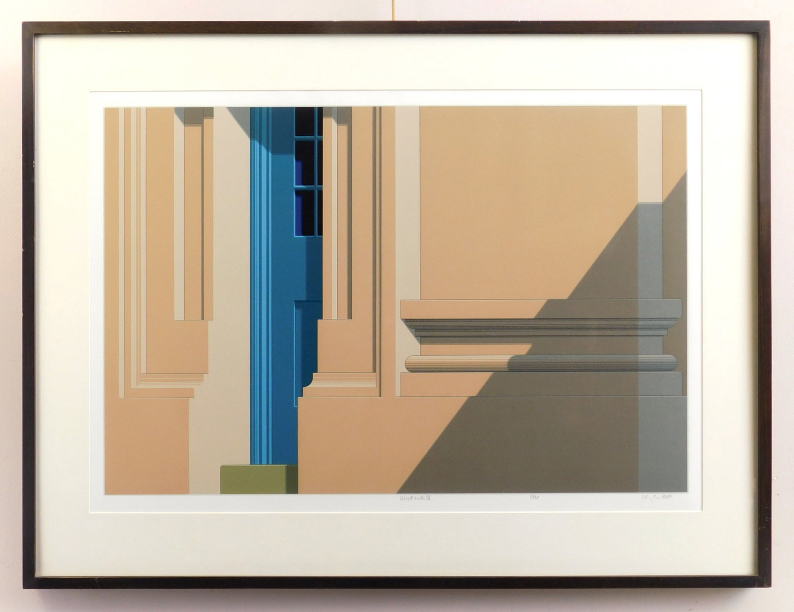 Hugh Kepets (American, 1946- ) silkscreen: Westside III silkscreen in colors, 1985, signed, dated, titled and numbered 8/90 in pencil, matted and framed. 20 x 30" Provenance: A Cleveland area non-profit *** PLEASE READ: IMPORTANT NO