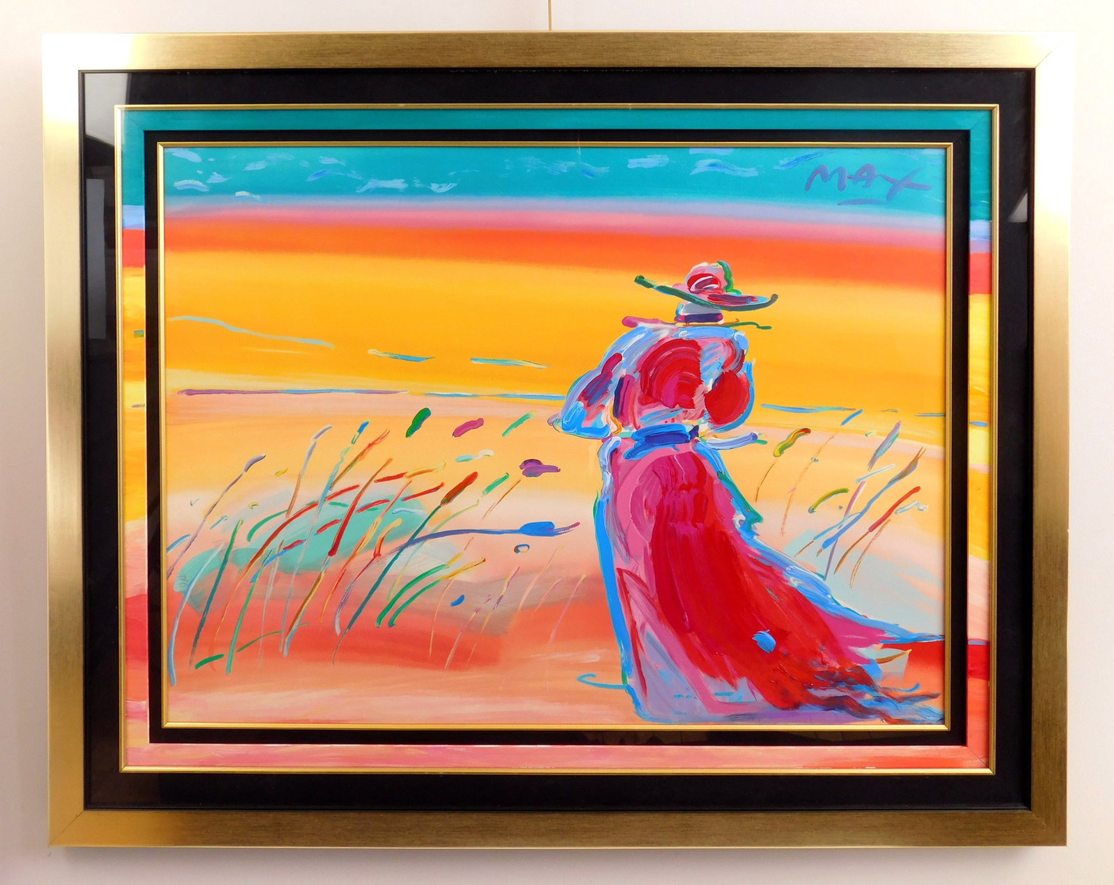 Peter Max (German/ American, 1937- ) mixed media: Walking in the Reeds acrylic over off-set lithograph, 1993, signed Max upper right, framed. 29 1/2 x 39 1/2" Provenance: Private collection- Columbus, OH *** PLEASE READ: IMPORTANT NOTE Abo