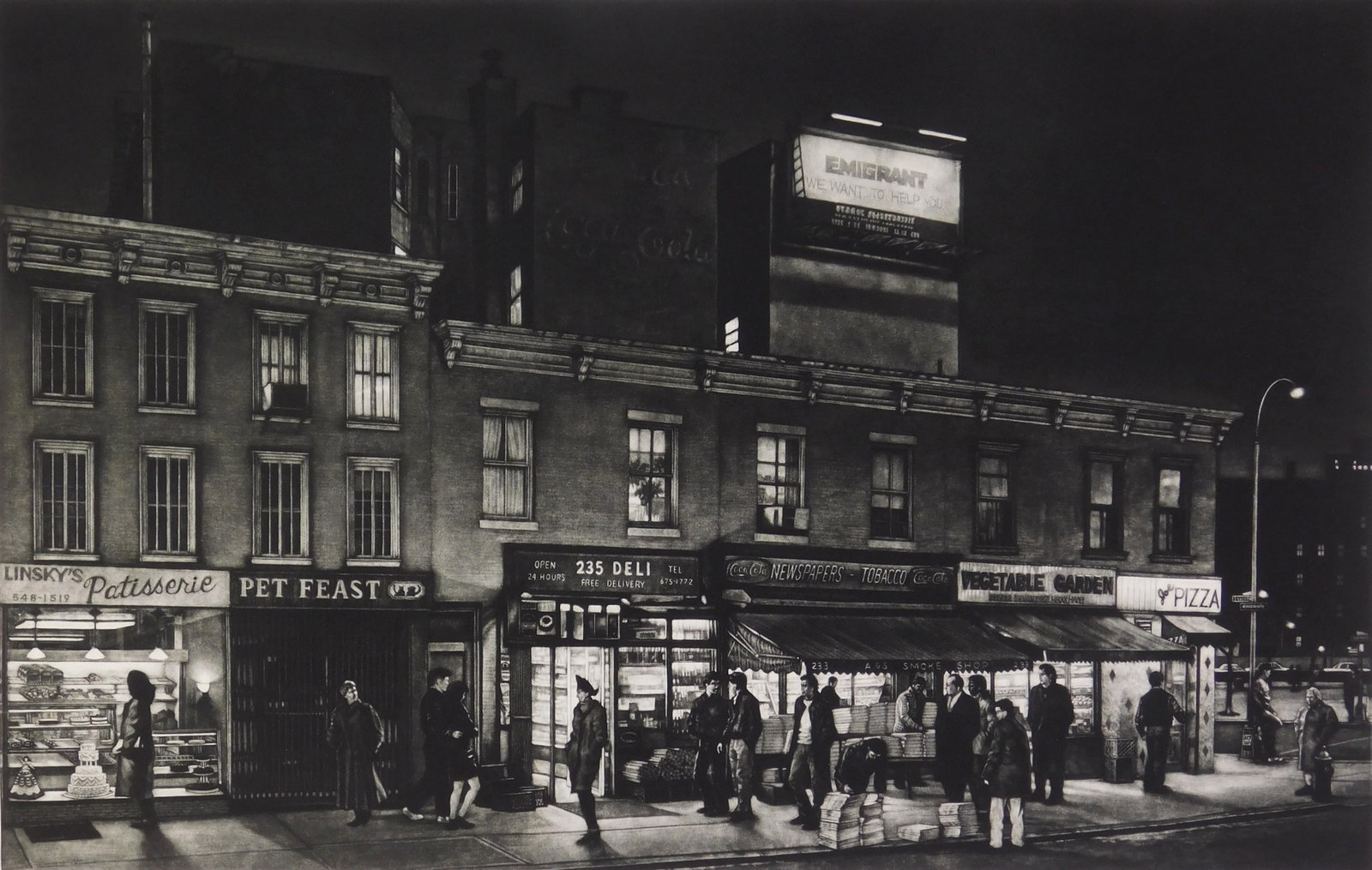 Frederick Mershimer (American, 1945- ) mezzotint: Sunday Times mezzotint, 1990, signed, titled, dated and numbered 66/90 in pencil. 14 x 21 1/2" Provenance: Private collection- New Orleans, LA *** PLEASE READ: IMPORTANT NOTE About S&H ***</