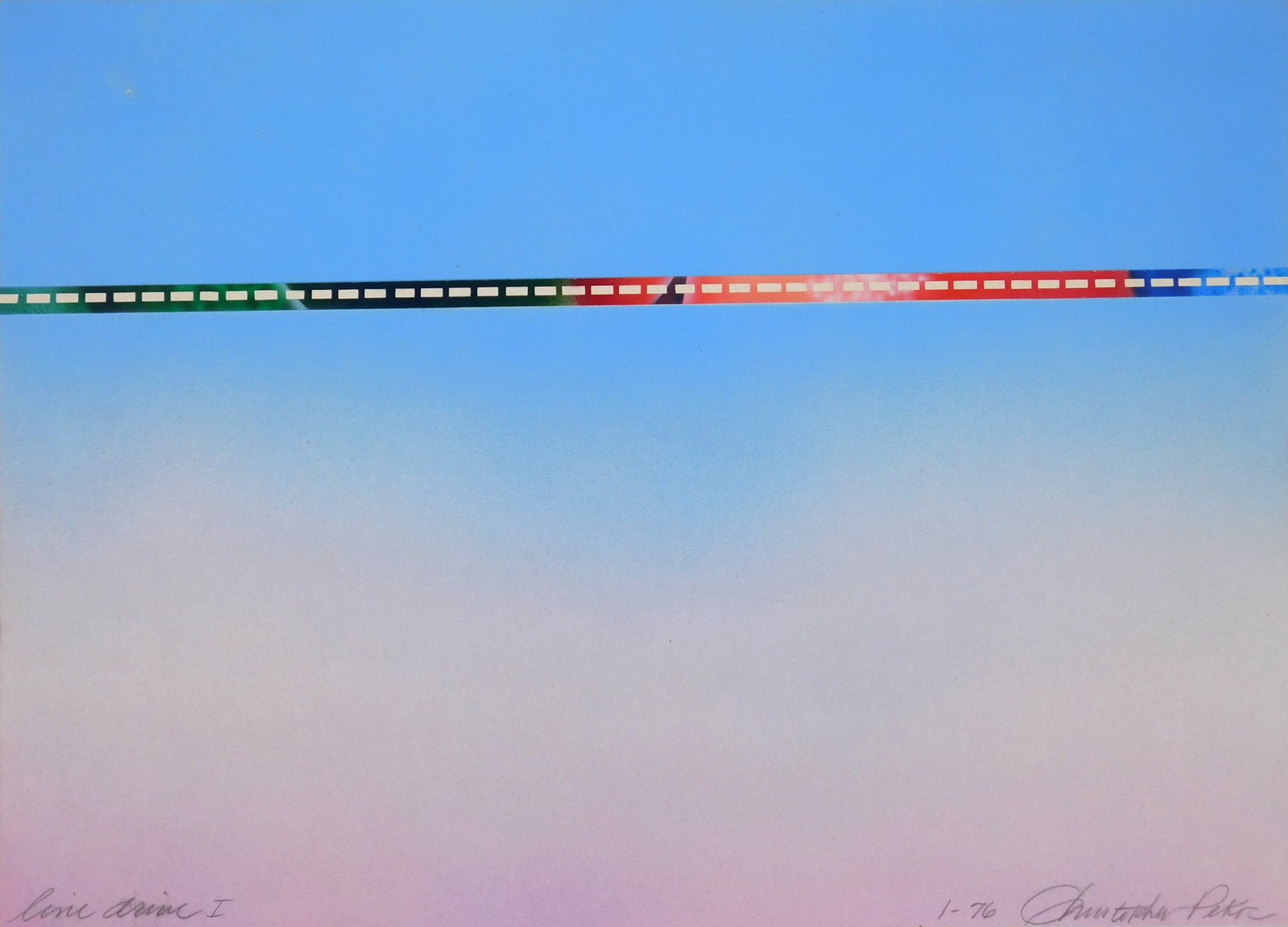 Christopher Pekoc (American, 1941- ) lithograph: Line Drive I lithograph in colors, signed, titled and numbered 1/76 in pencil. 15 x 20 3/4" (sheet) Provenance: Private collection- Cleveland Heights, OH *** PLEASE READ: IMPORTANT NOTE Abo