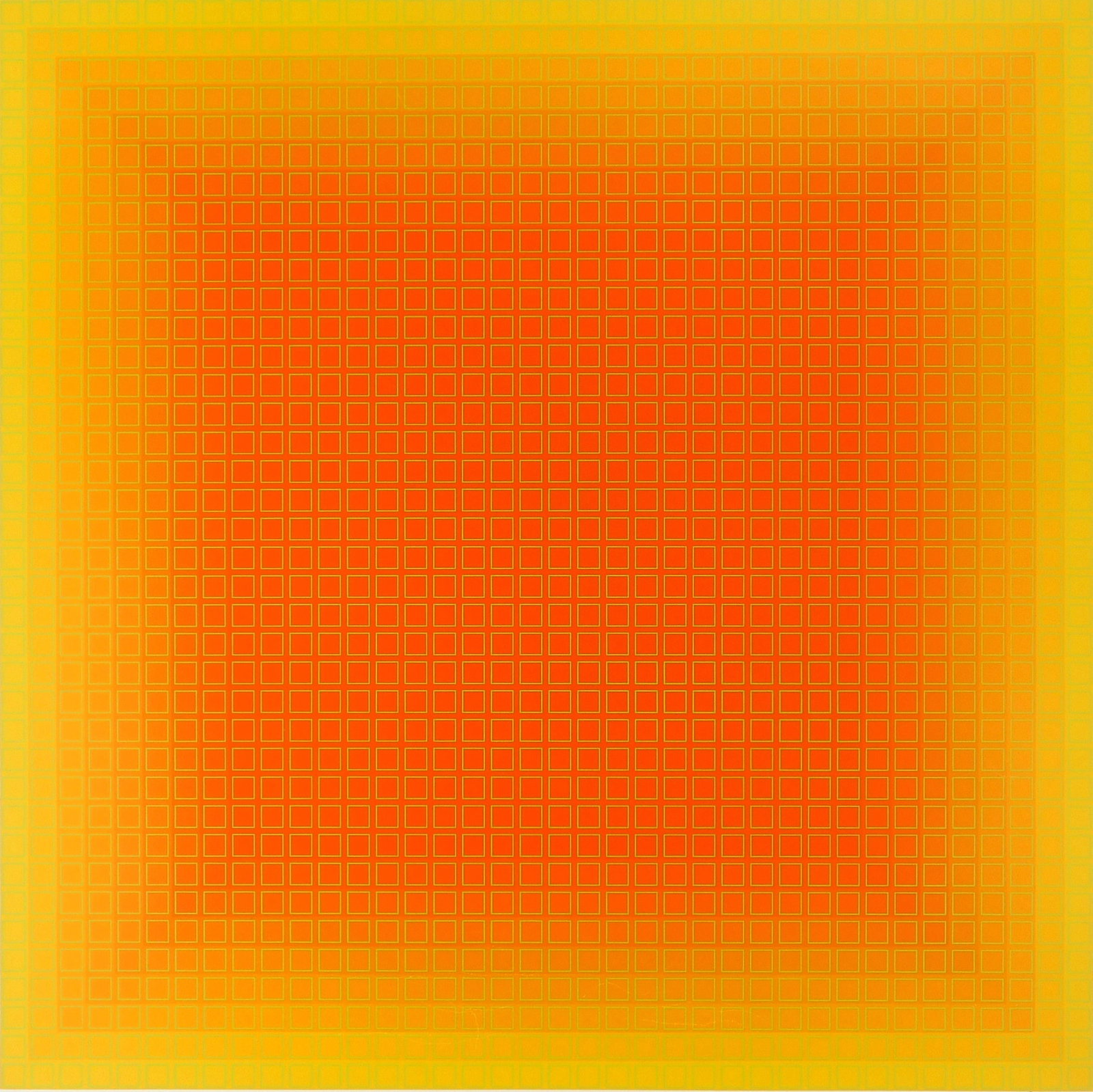 Julian Stanczak (Polish/ American, 1928-2017) silkscreen: Yellow Filtration silkscreen in colors, 1980, signed and numbered 58/175 in pencil, printed by Vistec Graphics, Rochester, New York, and published by London Arts, Inc. 23 /34 x 23 3/4" Prove