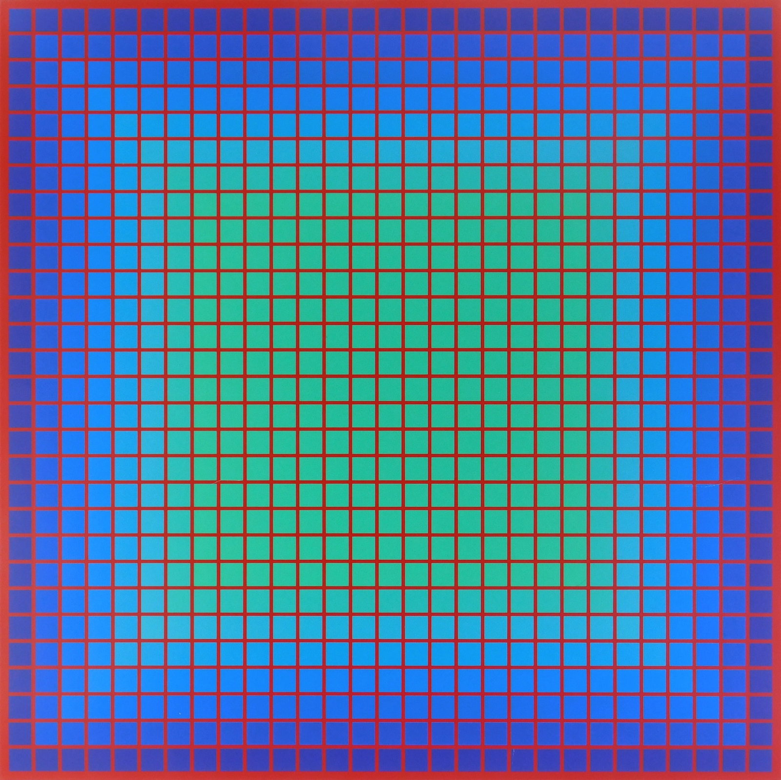 Julian Stanczak (Polish/American (1928-2017) silkscreen: Conferring Blue silkscreen in colors, 1981, signed and numbered 38/175 in pencil, printed by Vistec Graphics, Rochester, New York, and published by London Arts, Inc. 23 3/4 x 23 3/4" P