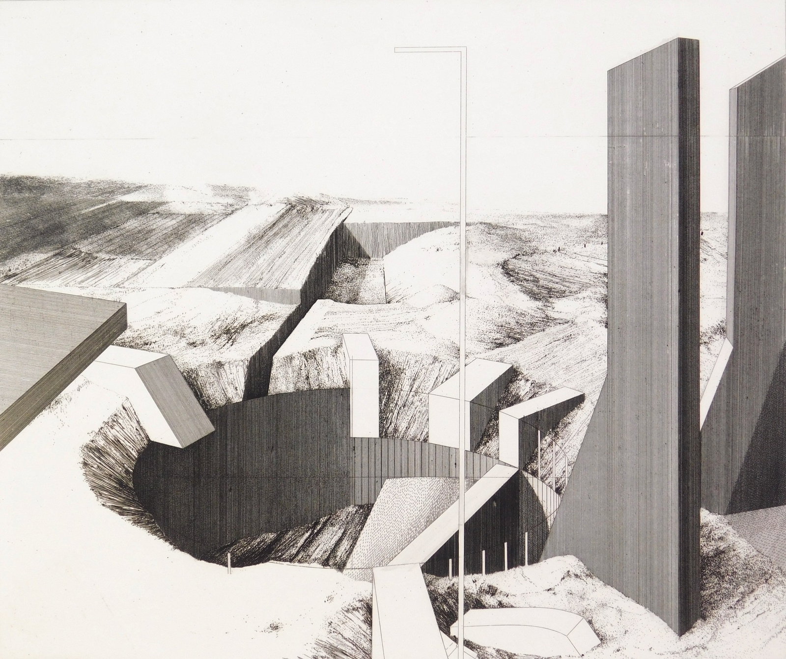 Evan Summer (American, 1948- ) etching: Excavation etching and drypoint, 1980, signed, titled and numbered 1/100 in pencil. 12 1/2 x 14 7/8'' Provenance: Private collection- Cleveland, OH *** PLEASE READ: IMPORTANT NOTE About S&H **