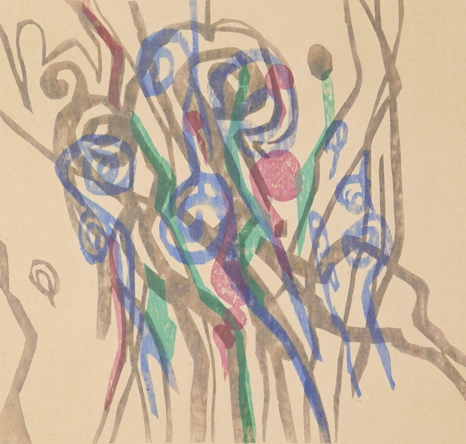 Anthony Velonis (American,, 1911-1997) woodcut: Smoke woodcut in colors, 1957, signed, dated and titled in pencil. 10 1/2 x 1 1/4" Provenance: Private collection- New Orleans, LA *** PLEASE READ: IMPORTANT NOTE About S&H *** S&H