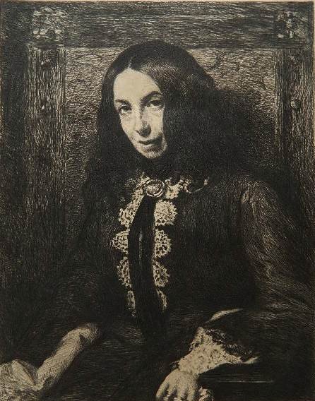 William Bicknell etching: William Bicknell- Elizabeth Barrett Browning- etching, 1915, signed in pencil. 10 1/4 x 8 1/8''