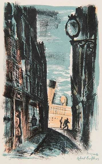 Robert Bonfils lithograph: Robert Bonfils- ''Deport''- lithograph in colors, 1929. 8 1/2 x 5 1/2''