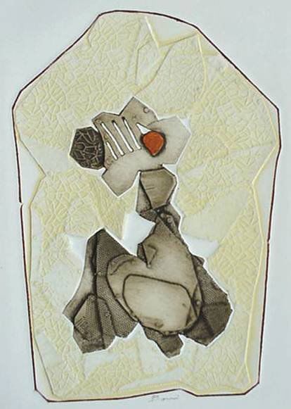 Paolo Boni intaglio: Paolo Boni- ''Recueillement''- metal relief and intaglio, 1966, signed in pencil, edition of 250 plus 10, The Print Club of Cleveland publication no. 44. 18 x 13'' 45.7 x 33cm