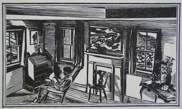 Fiske Boyd woodcut: Fiske Boyd- ''Interior''- woodcut, 1931, published by AAG in an edition of about 200, 1936-37, very good condition. 6 x 10 1/2''