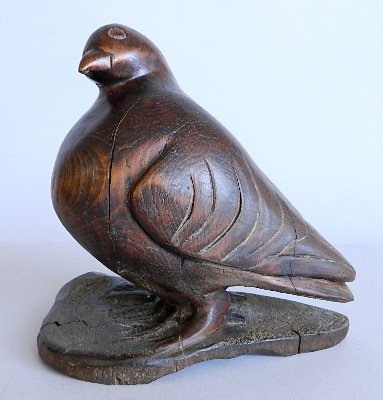 Tim Crouley(?) wood sculpture: Tim Crouley(?)- Bird- wood sculpture, signed Tim Crouley(?) in ink on bottom. 7 1/2''