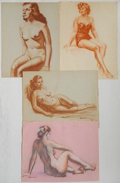 Michael Dadante 5 pastels: Michael Dadante- Life Drawings- 5 pastels on paper, all signed, various sizes.