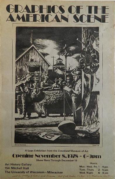 after S. Dohanos poster; F. Eckmair woodcut: after Stevan Dohanos- Graphics of The American Scene- lithographic poster; together with Frank Eckmair- ''In God We Trust''- woodcut, signed in pencil. various sizes.