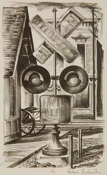 Edwin Fulwider lithograph: Edwin Fulwider- ''The Guardian'' (McIntyre & Kielsmeier 18)- lithograph, 1941, signed in pencil, edition of 30, very good condition. 7 7/8 x 4 3/4''