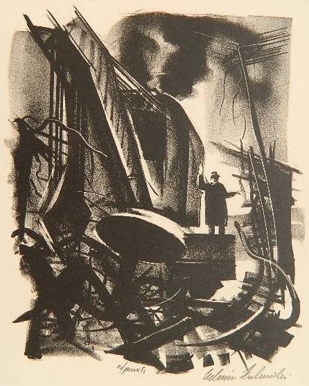 Edwin Fulwider lithograph: Edwin Fulwider- ''The Maestro'' (McIntyre & Kielsmeier 38)- lithograph, 1947, signed and annotated '10/prints' in pencil, very good condition. 6 5/8 x 5 1/2''