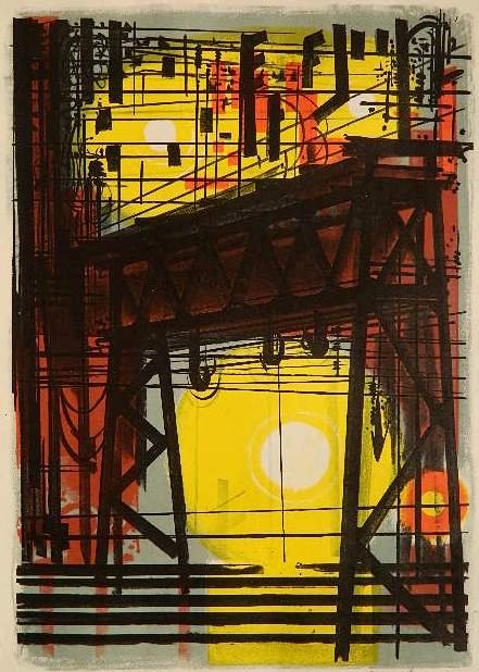 Edwin Fulwider lithograph: Edwin Fulwider- ''Semaphores'' (McIntyre & Kielsmeier 74)- lithograph in colors, 1953, signed in pencil, edition of 25. 15 x 10 3/8''
