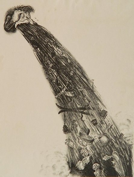 Burgess Green lithograph: Burgess Green- ''Hasten Jason!''- lithograph, ca. 1940, signed and titled in pencil, done for NYC WPA, minor soiling and staining. 16 1/2 x 12 1/2''