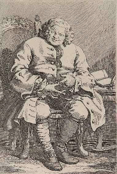 William Hogarth 2 etchings: William Hogarth- Simon Lord Lovat; Men At Table with Eggs- 2 etchings, posthumous printings, various sizes.