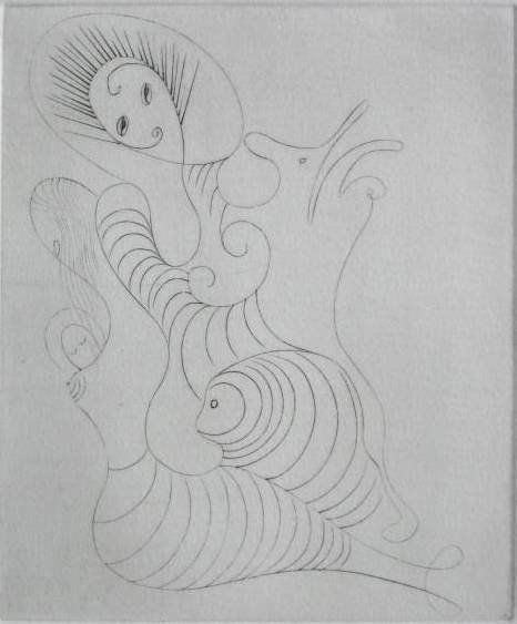 Ian Hugo engraving: Ian Hugo- ''Together'' (AAA/Czestochowski 1979.012.10)- engraving, 1943, signed, titled, dated and numbered in pencil, edition of 50, from 'Ten Engravings' portfolio as published in 1979. 5 7/8 x 4 7/