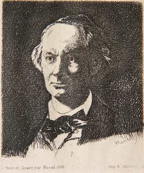 Eduard Manet etching: Edward Manet- ''Baudelaire de Face'- etching, posthumous printing. 3 1/2 x 3''