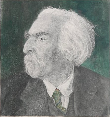 Karl Mediz mixed media on board: Karl Mediz- Baron Friedrich von Welzogen- mixed media on board, signed Karl mediz upper right. 13 3/8 x 12 1/2''