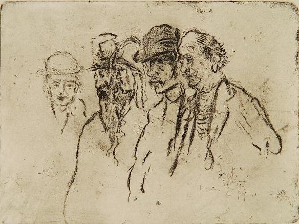 Jerome Meyers etching and aquatint: Jerome Meyers- ''Types''- etching and aquatint, signed in pencil. 5 1/2 x 7 1/2''