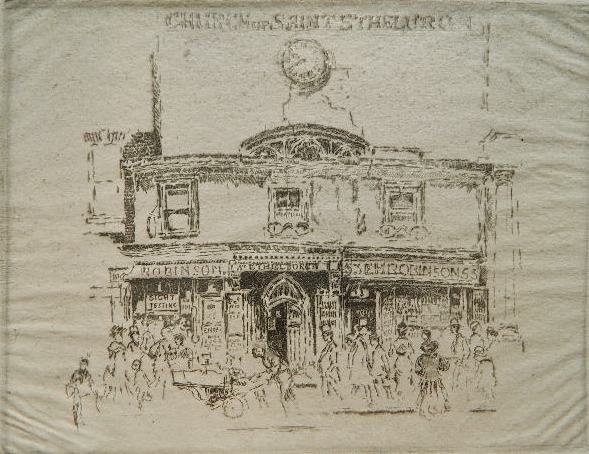 Joseph Pennell 2 etchings: Joseph Pennell- ''Church of St. Etherlburgh'' (Wuerth 223); ''St. Augustine's and St. Faith's'' (W. 433)- 2 etchings, 1895, 1906, both signed in pencil, editions of 15 and about 50, 'St. Augustine's' 
