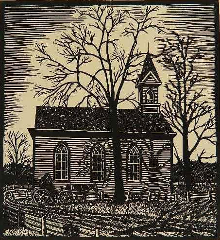 LeRoy D. Sauer 2 linocuts: LeRoy D. Sauer- ''Dinah''; School House- 2 linocuts, both signed in pencil. 7 x 5 1/2''; 8 x 7 1/2''