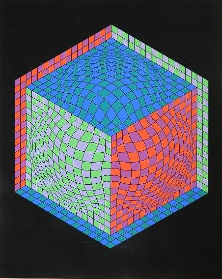 Victor Vasarely serigraph: Victor Vasarely- Bi-Dac- serigraph in colors, signed in pencil. 29 1/2 x 24 1/2''