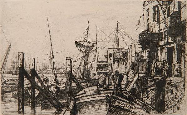 after James A. M. Whistler etching: after James A. M. Whistler- ''Lime Burner'' (Kennedy 46)- heliogravure. 10 1/2 x 7 1/2''