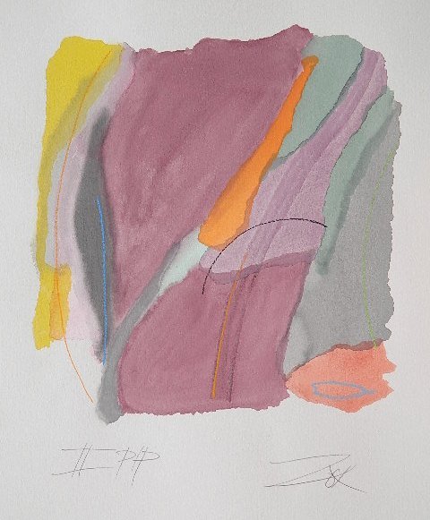 Larry Zox lithograph: Larry Zox- Untitled- lithograph and silkscreen in colors, signed and annotated 'II PP' in pencil. 16 x 16''