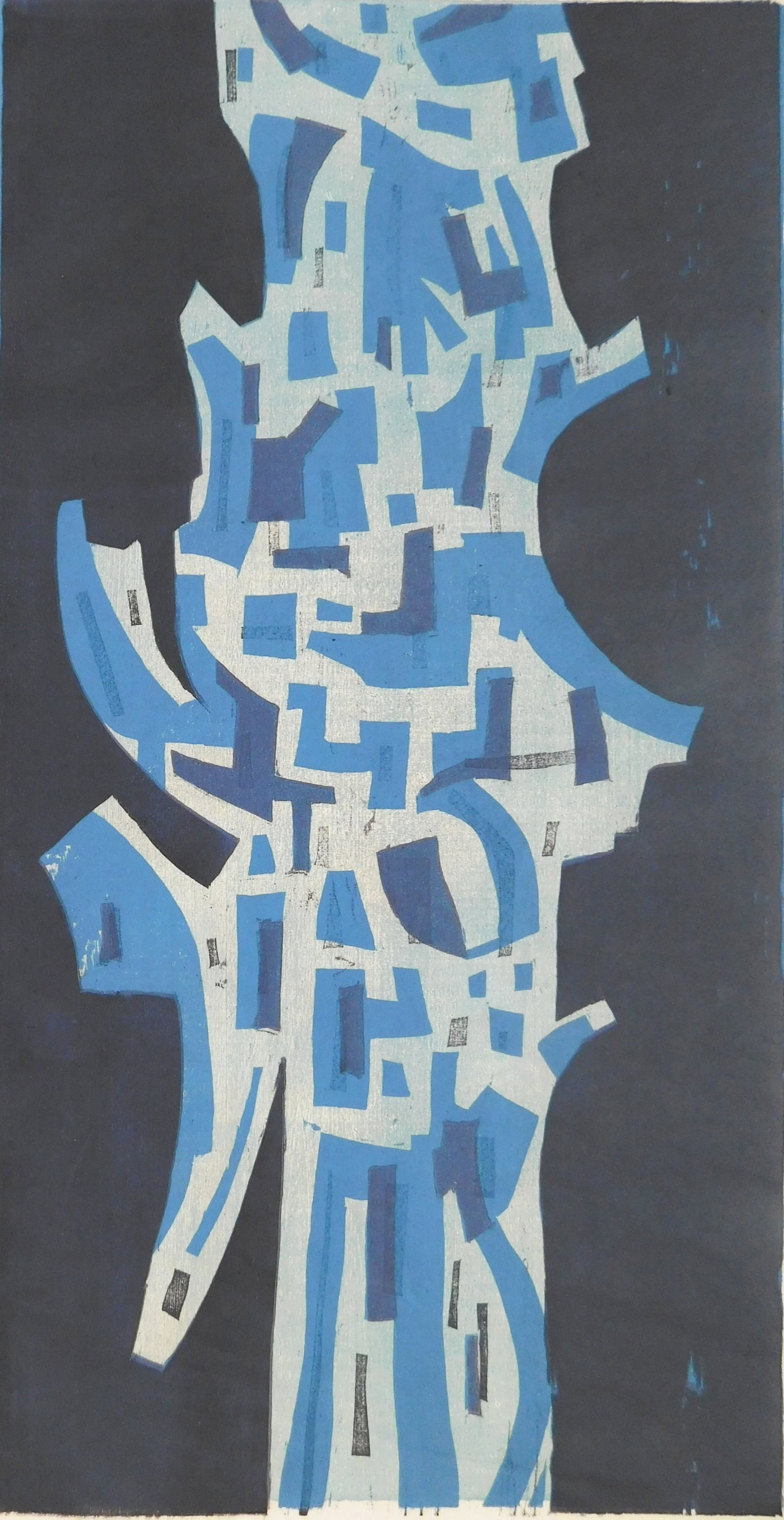 Richard Andres (American, 1927-2013) wooduct: Untitled woodcut in colors, signed in pencil. 16 1/2 x 8 5/8" Provenance: Private collection- Beachwood, OH *** PLEASE READ: IMPORTANT NOTE About S&H *** S&H of this auction will be handled by "S
