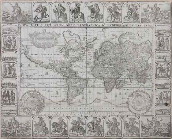 Claes Jansz Visscher world map: Cartographer: Claes Jansz. Visscher Title: Nova Totius Terrarum Orbis Geographica ac Hydrographica Tabula. Auctore N. I. Piscator. Subject: World Published: Visscher Date: 1652 Description: Carte-…-