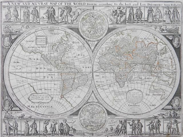 John Overton world map: Cartographer: John Overton Title: A New and Accurat Map of the World Drawne According to the Best and Late Discoveries Anno Dom 1670 Subject: World Published: London Date: 1670 Description: Double hem