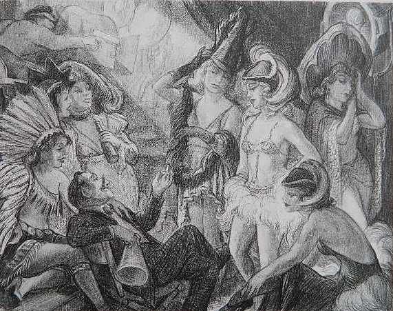 Don Freeman lithograph: Don Freeman (American 1908-1978)- ''Deep in Hollywood'' (Mc Culloch 108)- lithograph, 1936, AAG edition, signed in pencil. 9 « x 12 1/8''