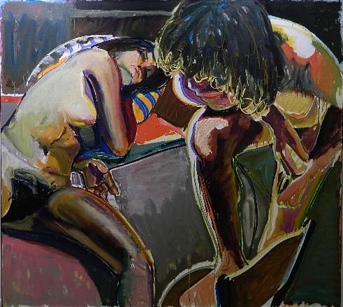 Richard Hickam oil: Richard Hickam (American 1944- )- Nudes- oil on canvas, 1978, initialed RH 78 upper right, very good condition. 65 1/2 x 72''