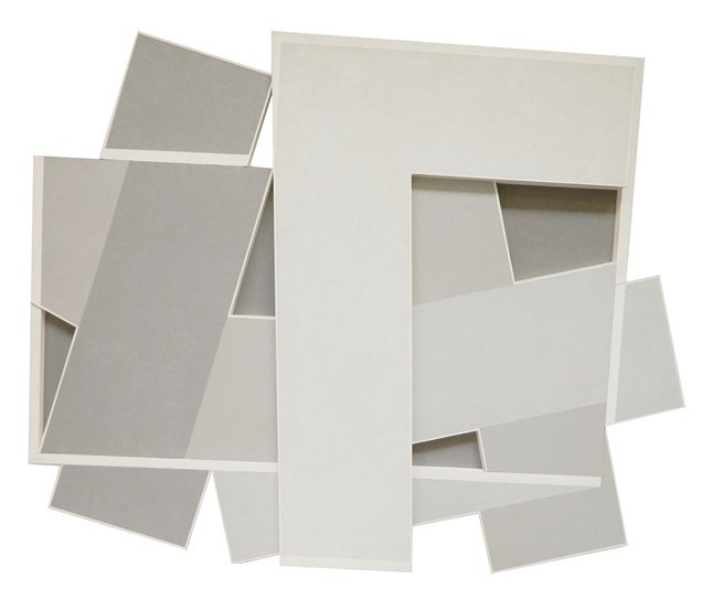 Edwin Mieczkowski acrylic: Edwin Mieczkowski (American 1929-)- ''Grey China''- acrylic on masonite, 1976, signed, titled and dated verso. 36 x 45 1/2''