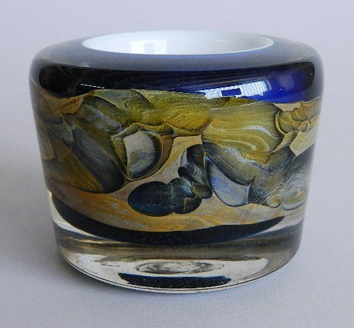 Brent Kee Young glass vase: Brent Kee Young (American 1946-)- Untitled- glass vase, 1978, signed Young '78 on bottom. 3 1/4 x 4 1/4'' Provenance: John Paul Miller Collection, Cleveland, Ohio.