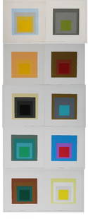 Josef Albers portfolio of 10 silkscreens: Josef Albers (German/American 1888-1976)- ''Homage to the Square: Ten Works by Josef Albers'' (Danilowitz 156.1-156.10)- portfolio of 10 silkscreens in colors, 1962, edition of 250, works include; ''W